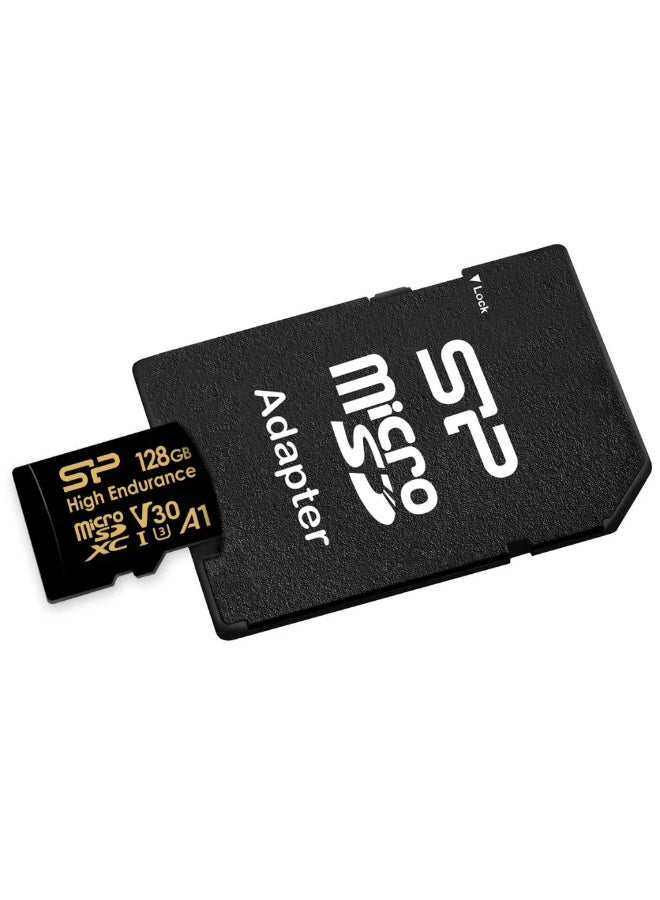 سيليكون باور بطاقة ذاكرة Silicon Power عالية التحمل microSDXC UHS-I U3 A1 V30 بسرعة 100/80 ميجابايت/ثانية لكاميرا السيارة، سعة 128 جيجابايت - Image 1